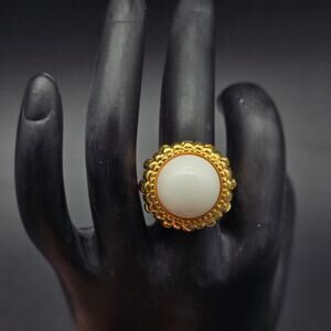 Bronzallure White Stone Gold Plated Ring Size 7 Cocktail Ring